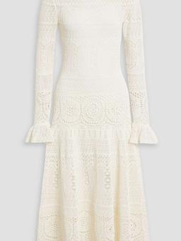 Ruffled cotton-blend crocheted lace maxi dress