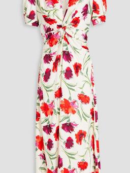 Clark twisted floral-print woven midi dress