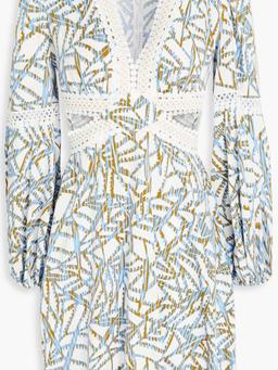 Kimmie cutout printed twill mini dress