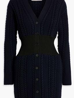 Cable-knit wool and cashmere-blend mini dress