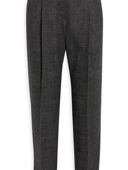 Checked wool-blend tweed tapered pants