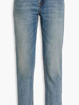 Faded mid-rise tapered jeans