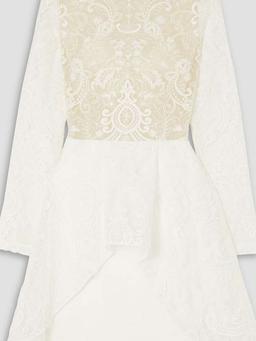 Sansa open-back lace and crepe mini dress