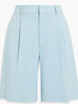 Pleated linen-blend shorts