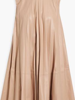 Pleated leather mini dress