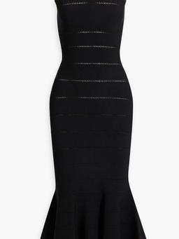 Fluted laser-cut stretch-knit midi dress