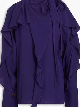 Ruffled silk-crepe blouse