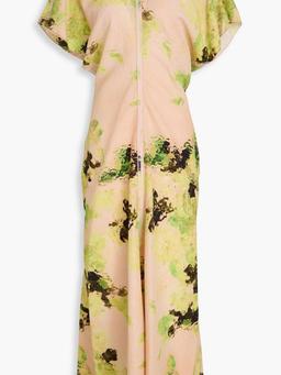 Printed cloqué midi dress