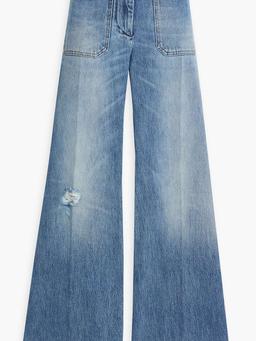 Alina distressed faded high-rise wide-leg jeans