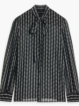 Carina pussy-bow printed silk-chiffon blouse