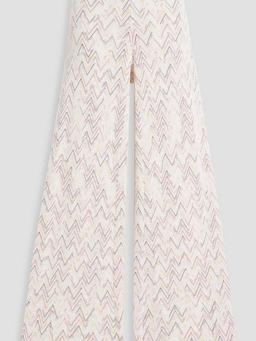 Crochet-knit wool-blend wide-leg pants