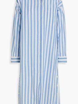 Striped cotton and linen-blend midi shirt dress