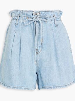 Pleated denim shorts