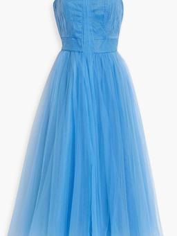 Gathered tulle midi dress