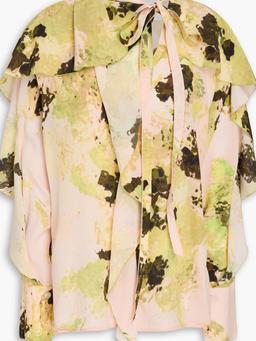 Ruffled printed silk crepe de chine blouse