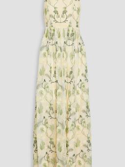 Acanella embroidered tulle halterneck maxi dress