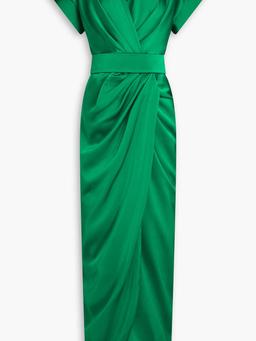 Jaya belted draped satin maxi dress