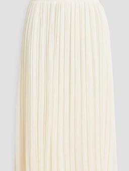 Pleated wool-gauze midi skirt