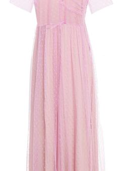 Gathered point d'esprit midi dress