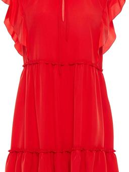 Tiered ruffled silk crepe de chine mini dress