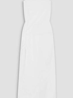 Camilla open-back ruched cotton-poplin maxi dress