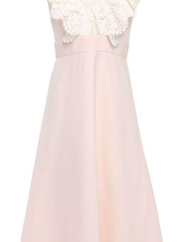 Lace-trimmed wool and silk-blend midi dress