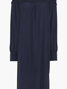 Broderie anglaise-trimmed crepe de chine dress