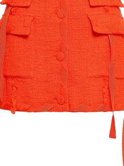 Frayed cotton-blend bouclé-tweed mini skirt