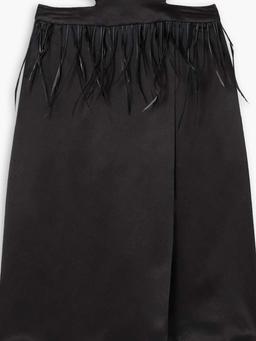 Cutout hammered silk-satin skirt
