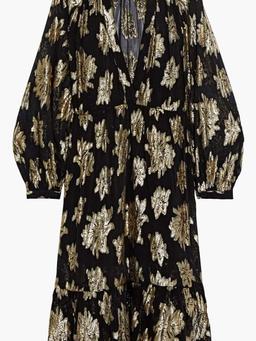 Katte metallic fil coupé chiffon midi dress