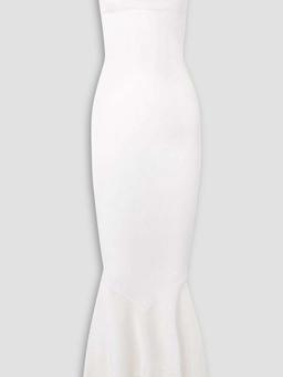 Perforated stretch-knit gown