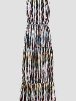 Gathered cotton-blend halterneck midi dress