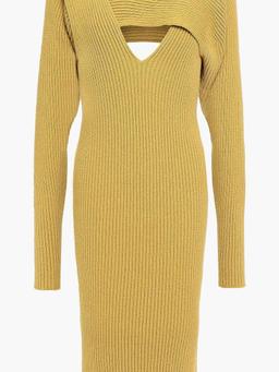 Cutout ribbed-knit dress