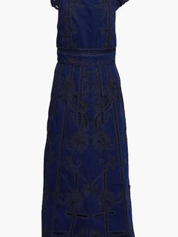 Crochet and denim maxi dress