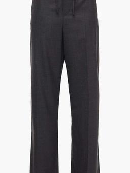 Wool-blend twill straight-leg pants
