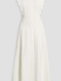 Scalloped broderie anglaise linen maxi dress