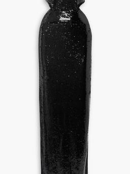 Ava strapless cutout sequined satin gown