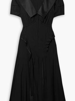 Assembly asymmetric ruffled gathered stretch-silk midi dress