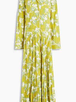 Pleated floral-print silk-crepe maxi dress