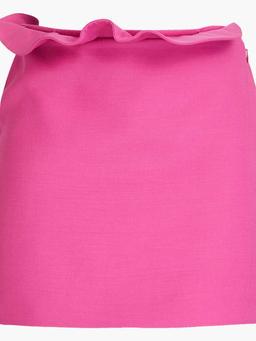 Ruffled wool and silk-blend crepe mini skirt