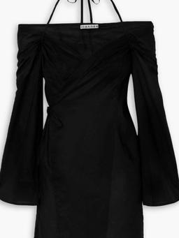 Romeo cold-shoulder cotton halterneck wrap dress