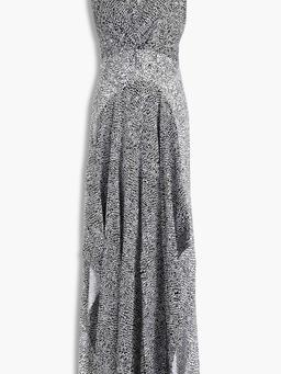 Cutout ruched cupro-twill maxi dress