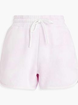 Flocked tie-dyed cotton-blend fleece shorts