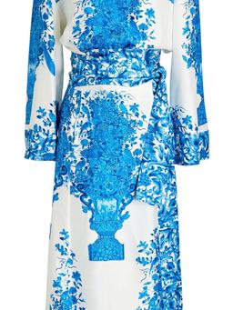 Floral-print silk crepe de chine midi dress