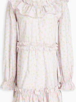 Ruffled floral-print cotton mini dress