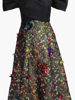 Strapless embellished lace midi dress