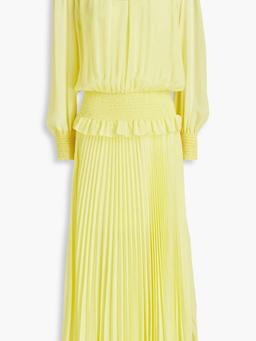 Shirred pleated georgette maxi dress