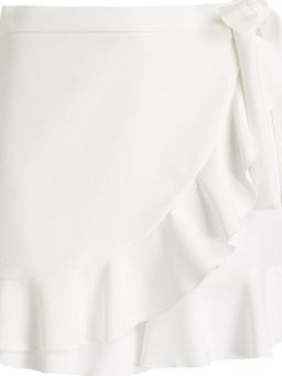 Wrap-effect ruffled crepe shorts