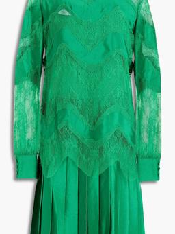 Corded lace, point d'esprit and silk-satin dress