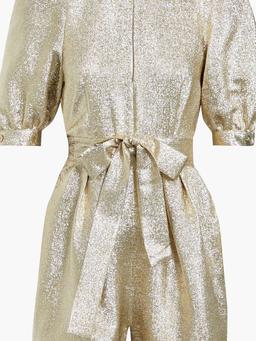 Elisa pleated belted Lurex playsuit